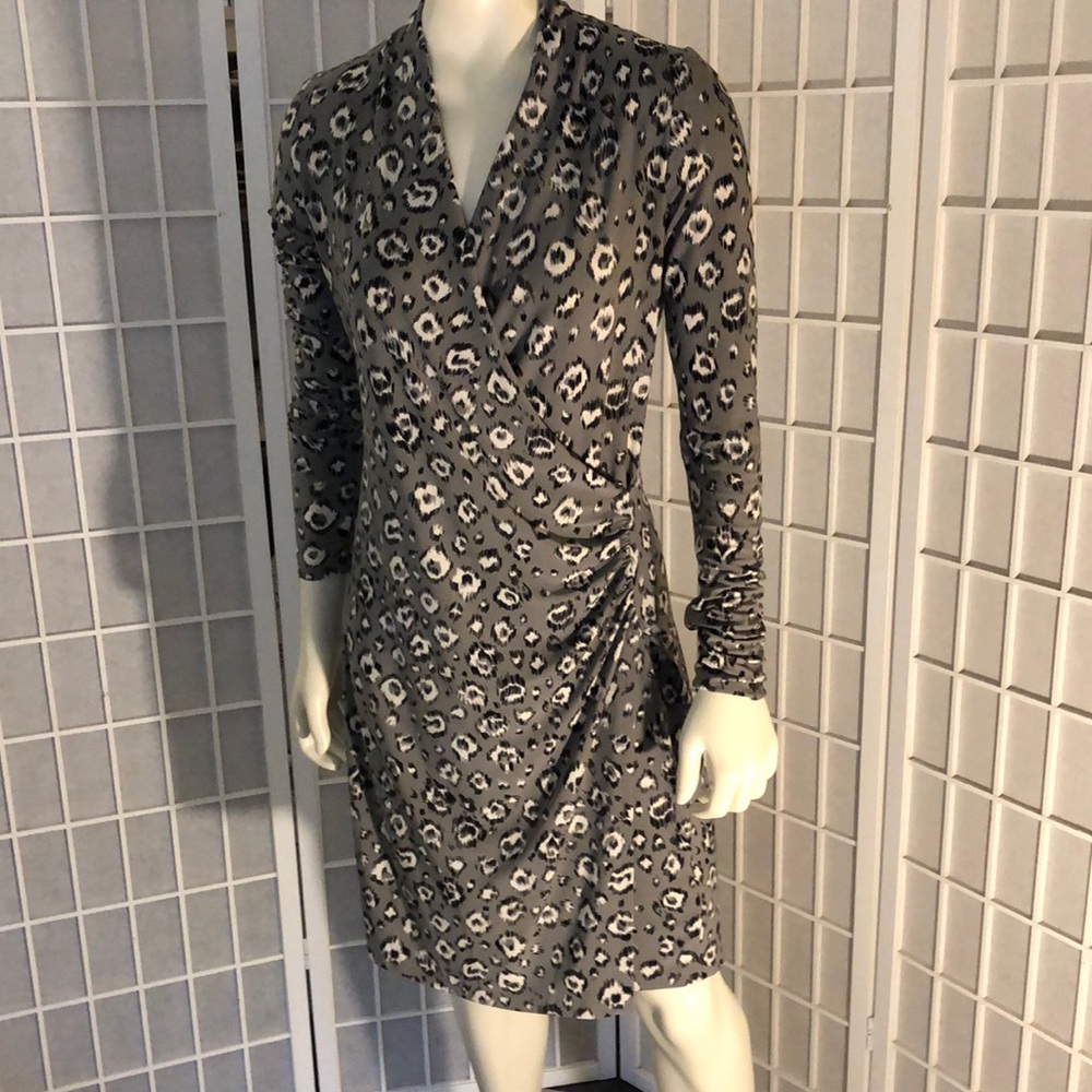 Animal Print Faux Wrap Sarong Dress Sz S